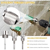 olcso fúrókészlet-3 db integrált belső &amp;külső csőmenetvágó szerszám, kettős funkciójú csőmenetvágó szerszám 1/2"-hoz &amp;3/4" &amp;1"-os PVC/műanyag csövekhez, elektromos fúróval kompatibilis csőmenetvágó készlet