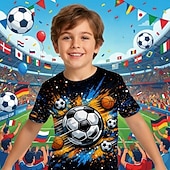 お買い得  男の子の3Dスポーツ＆ゲーム-男の子 3D グラフィック サッカー サッカーTシャツ Tシャツ Ｔシャツ 半袖 3Dプリント 夏 春 スポーツ ファッション ストリートファッション 子供 4〜12年 クルーネック カジュアル 日常 アウトドア レギュラー
