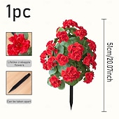  20 Inch Artificial Flower Stake Outdoor Decor Geraniums Multi-Color Garden Stakes for Yard & Lawn, No Fade Heavy Duty Plastic, All Season Decoration