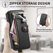 abordables 2026 Samsung Galaxy S26 Serie-teléfono Funda Para Samsung galaxia S26 S26 Plus S26 Ultra Tarjetas billetera Gire la tapa Cremallera con correa de muñeca Caballete Retro TPU Cuero de PU