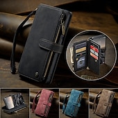 abordables 2026 Samsung Galaxy S26 Serie-teléfono Funda Para Samsung galaxia S26 S26 Ultra Plus Tarjetas billetera con Soporte con correa de muñeca Ranura para tarjetas Retro TPU Cuero de PU