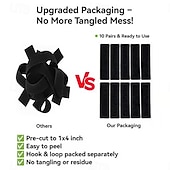 זול אספקה לבית-50 יחידות סרט וו ולולאה עמיד לשימוש חוזר עם גב דבק חזק - ללא צורך בקידוח, הסרה ללא נזק - אידיאלי לתליית תמונות, שלטים, מודעות - מתאים לשימוש בבית, במשרד ובסדנה