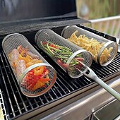 cheap Grills &amp; Outdoor Cooking-2pcs/set Portable Stainless Steel Barbecue Grill Set, Stainless Steel Portable Barbecue Cooking Rack, Barbecue Tool Set, Outdoor Grill Basket, Outdoor Camping Grill, Outdoor Round Barbecue Fire Pit