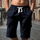 cheap Classic-Men's Tactical Shorts Cargo Shorts Shorts Casual Shorts Drawstring Pocket Elastic Waist Plain Comfort Breathable Knee Length Casual Outdoor Vacation Vacation Fashion Navy Blue Micro-elastic