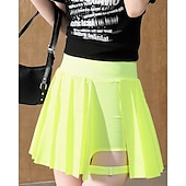 cheap Women's Skirts &amp; Skorts-Women's Solid Colored Casual Skirt Tennis Skirts with Shorts Sport Skirt Sleeveless Pleated Pocket High Waist Elastic Sweat-Wicking Breathable Tennis Golf Pickleball Skirt Black White Wine Tennis
