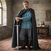 economico Outfit-Set Retrò Vintage Medievale Rinascimento Lunghezza al pavimento Pantaloni Mantello Camicia Lunghe Cavaliere Ranger Costume Per uomo Fantasia Halloween Carnevale Mascherata Fiera Rinascimentale Festa