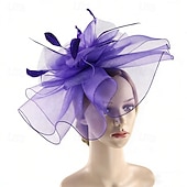 economico Fascinatori-Fascinator Piuma Rete Matrimonio Compleanno Elegante Vintage Carino Con Piuma Tulle Copricapo Copricapo