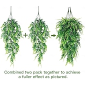 levne Umělé rostliny a zeleň-4 balení umělých závěsných rostlin, bostonské kapradiny, umělá závěsná rostlina, umělý břečťan, popínavá rostlina, zeleň, UV odolné plastové rostliny pro vnitřní i venkovní použití, pokoj, zeď,