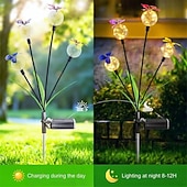 abordables Éclairage paysager-Lampe solaire de jardin en forme de papillon, boule lumineuse oscillante qui se balance au gré du vent, éclairage décoratif RGB pour cour, terrasse et allée (1 pièce)