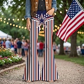  250° anniversario USA Retrò Vintage Anni '70 Pantaloni Pantaloni a zampa d'elefante Hippie Disco Vita alta Costume Per donna Mascherata 4 Luglio Feste Giorno dell'Indipendenza Adulti Pantaloni
