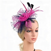 voordelige Fascinators-fascinators Tule Veren Bruiloft Verjaardag Elegant Vintage leuke Style Met Veer Tule Helm Hoofddeksels