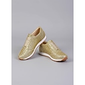 economico Sneakers da donna-sneakers slip-on glitterate dorate da donna – scarpe casual da passeggio scintillanti per la moda e l'uso quotidiano