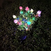 זול אורות נתיבים ופנסים-1 חבילה של 1 תאורת LED גינה דקורטיבית סולארית חיקוי גרדניה זר חיצונית אור שמש לקישוט נתיב חצר שביל פטיו מרפסת דשא, פרחים מלאכותיים הידרנג'ה אור חם