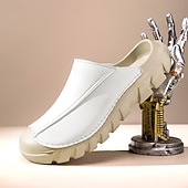 abordables sandales d'extérieur-Sabots blancs décontractés pour homme – chaussures légères à semelle épaisse, style minimaliste, pour les voyages, les vacances et le quotidien