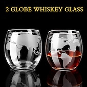 economico Attrezzatura da bar-Set di decanter per whisky da uomo, set di decanter a globo per whisky con 2 bicchieri da whisky a globo incisi per liquori, bourbon, cocktail, vodka, scotch - set di decanter per liquori da 850 ml