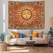 Недорогие Настенные гобелены-Винтажный гобелен с изображением небесного солнца, подсолнуха, знаков зодиака, астрологии, гороскопа, изысканное цветочное панно, эстетичный декор комнаты, спальни, гостиной.