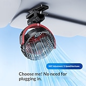 cheap Car Fans-Car Fan 5V USB Small Clip on Sun Visor Fan for Front/Rear Seat, 2000mAh Rechargeable Battery Powered Quiet Personal Cooling Fans That Blow Cold Air, for Vehicle, Van, Suv, Rv, Truck, Camping