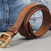 abordables Cinturones de hombre-Hombre Cinturón Hebilla automática Cobre Cuero Vintage Ropa de calle Ocio Color sólido Rojo tinto Negro Diario Exterior Negocio Formal Cinturón de Cintura