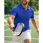 ieftine Cămașă pentru bărbați-Bărbați Mată Tricou sport Tricou POLO Cămașă de tenis Tee de tenis Manșon scurt Uscare rapidă Elastic Confortabil la umezeală Respirabil Tenis Alergat Încălțăminte de golf Răsfrânt Cămașă Kaki Negru