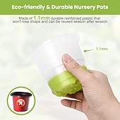 お買い得  植物ケアアクセサリー-蓋付きスタータートレイと植物ラベル付きの4インチ苗カップ10個、透明な苗ポット、補強されたベース付きの再利用可能なプラスチック植木鉢、移植が簡単 &amp;種まき