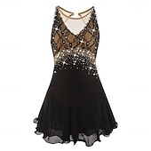economico Abiti da Pattinaggio Artistico-Abito da pattinaggio artistico Ragazze Pattinaggio sul ghiaccio Vestito Lilla Nero Bianco Patchwork Schiena aperta Elasticizzato Allenamento Competizione Vestiti da pattinaggio sul ghiaccio Classico