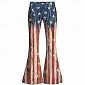 economico Fondi-250° anniversario USA Retrò Vintage Anni '70 Pantaloni Pantaloni a zampa d'elefante Hippie Disco Vita alta Zigzag Costume Per donna Mascherata 4 Luglio Feste Giorno dell'Indipendenza Adulti Pantaloni