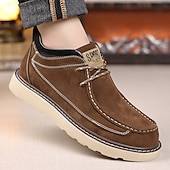 abordables Zapatos Informales con Cordones-Mocasines casuales de gamuza color camel para hombre, con cordones, cómodos para caminar, ligeros, con puntera mocasín, ideales para uso diario, viajes, conducir, la oficina, el tiempo libre de fin de semana y looks casuales elegantes.