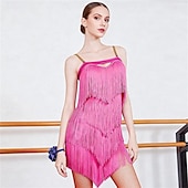 お買い得  練習用ドレス-ラテンダンス ドレス タッセル 女性用 パーティー 訓練 性能 ノースリーブ スパンデックス ナイロン
