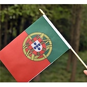 cheap World Soccer Match 2026-25Pack Small Portugal Flag Handheld Mini Portuguese Flags on Stick 5x8 Inch for Soccer World Summer Cup Match, Sports Events, Party Decorations, Fans Cheering