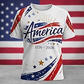  4. Juli 2026 250. Gedenktag Männer 3D Druck US-Flagge Rundhalsausschnitt Kurzarm T-Shirt Alltag Straße