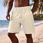 voordelige Casual korte broek-Voor heren Wafel korte broek Korte broek Casual korte broek Gestructureerde shorts Zak Elastische taille Effen Comfort Ademend Knielengte Casual Buiten Strand Vakantie Modieus Zwart Bruin Inelastisch