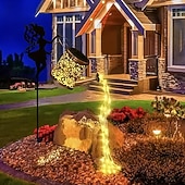 abordables Luces de camino y linternas-1 regadera hueca de metal con forma de ángel solar para exteriores, lámpara de proyección impermeable IP44, decoración de villa, patio, camino de jardín, luz de paisaje de 63 cm para patio, patio