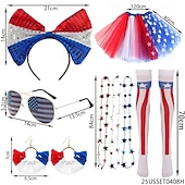  Set 250th Anniversary USA 1980s Headpiece Tutu Under Skirt with Accessories Fancy Dress Women's Halloween Carnival Masquerade Independence Day 4th of July Adults' Skirt Headpiece More Accessories