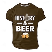  Herren Bier Geschichte T Shirt Kurzarm T-Shirt 3D-Druck Rundhalsausschnitt Hemd Mode Täglich Täglich Straße Blau Schwarz Rote Sommer Frühling Bekleidung S M L XL XXL XXXL