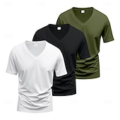 billiga grundläggande t-shirts-Herr T-shirt T-tröja Kortärmad V-hals Sommar Vår Slät Designer Grundläggande Modernt Modernt 3 st Ledigt Semester Gata 8# 9# 4# Topp t-shirt för män