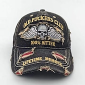 billiga U.S. 250-årsjubileum-Rolig retro gamlingklubb broderad casualhatt, vintage sliten dödskalle med vingar pappa basebollkeps justerbar rolig grafisk hatt för män utomhus streetwear