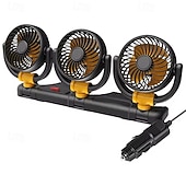 Χαμηλού Κόστους Φίλοι Αυτοκινήτου-Ανεμιστήρας αυτοκινήτου τριπλής κεφαλής, ανεμιστήρας ψύξης οχήματος 12v 24v με τροφοδοσία USB 3 κεφαλών για ταμπλό, περιστρεφόμενος 360° ισχυρός, ήσυχος αυτόματος κυκλοφορητής αέρα για φορτηγό SUV RV