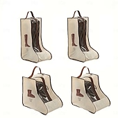 cheap Storage Bags-4pcs Non-Woven Fabric Boot Storage Bags with Handles, Home and Travel Dustproof Boot and Shoe Storage Bags, Suitable for Flat Shoes, Ankle Boots, and High-Top Boots, Travel Shoe Organizer