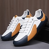 baratos Tênis Casuais-Homens Vintage Casual Diário Pele PU Confortável Com Cadarço Preto Cáqui Cinzento Verão Primavera Outono