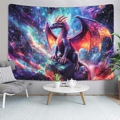 cheap Wall Tapestries-Fantasy Mythical Purple Dragon Magic Enchanted Forest Glowing Mushroom Psychedelic Art Large Wall Tapestry Hanging for Living Room Bedroom Dorm Home Decor Mural Backdrop