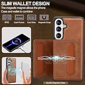 abordables 2026 Samsung Galaxy S26 Serie-teléfono Funda Para Samsung galaxia S26 S26 Plus S26 Ultra Tarjetas billetera Magnética Soporte de carga inalámbrica Ranura para tarjetas Retro Cuero de PU