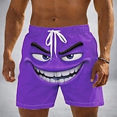 Χαμηλού Κόστους Ρετρό Βιντάζ &amp; Ηθική-Ανδρικά 3D Εκτύπωση Κινούμενα σχέδια 3D Χαμογελαστό πρόσωπο Μαγιό Βερμούδα Σορτσάκια Κολύμβησης Σορτς παραλίας Μεσαία Μέση Αστείος Χαβανέζα Διακοπές στην παραλία