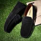 economico Mocassini casual-Per uomo Vintage Casual Quotidiano Camoscio Confortevole Traspirante Mocassino Giallo Chiaro Grigio scuro Vinaccia Estate Primavera Autunno
