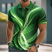 abordables Polo geométrico para hombre-Hombre Geométrico Línea Camisetas polo Manga Corta Camisas de polo Camisas con cuello Casual Ropa Deportiva Botones Primavera verano Azul Piscina Negro Morado