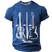  Herre Gitar Morsom Slang T skjorte Kortermet T skjorte 3D-utskrift Crew-hals Skjorte Mote Daglig Daglig Gate Svart Sommer Vår Klær S M L XL XXL XXXL