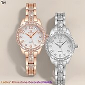 abordables Relojes de Cuarzo-Regalo del Día de la Madre Reloj de Cuarzo para Mujeres Reloj de Aleación con Decoración de Rhinestones