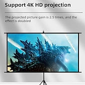 cheap Projector Screens &amp; Accessories-Projector Screen with Stand, 16:9 HD 4K Portable Projection Screen for Indoor Outdoor Home Theater, Foldable Movie Screen with Tripod, Adjustable Height for Backyard Cinema &amp; Office Presentation