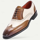 voordelige Klassieke Dress Schoenen-Geklede herenschoenen met vleugelneus van echt leer – premium rundleer, tweekleurig rood en blauw, elegante oxfordstijl, comfortabele formele schoenen voor heren, perfect voor bruiloften, feesten en kantoor.