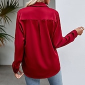 cheap Blouses &amp; Shirts-Women's Shirt Blouse Chiffon Tops Patchwork Buttons Plain Elegant Vacation Vintage Long Sleeve Shirt Collar Regular Tops Daily Holiday Going out Black White Yellow Wine Sky Blue Summer Spring