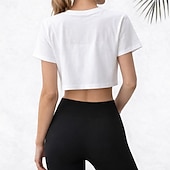 رخيصةأون تي شيرت عادي-قميص نسائي 100% قطن تي شيرت لون سادة أنيقة أساسية بأكمام قصيرة عنق دائري Tops يومية للخروج أسود أبيض صيف ربيع